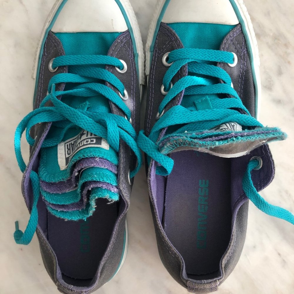 Converse Sneaker - Size 6 - Gray and Blue/Green